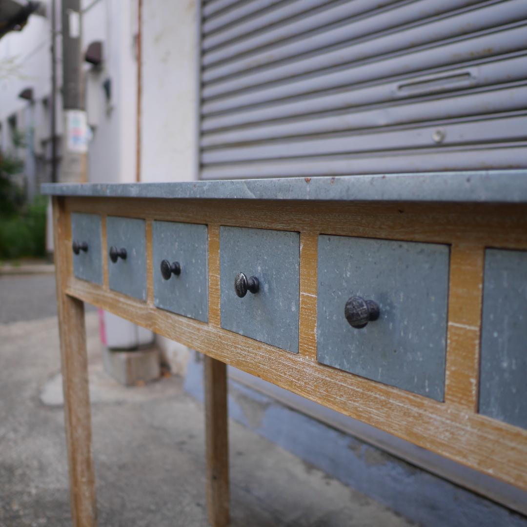 コンソールテーブル ワークデスク 作業台 古道具 ガレージ ヴィンテージ