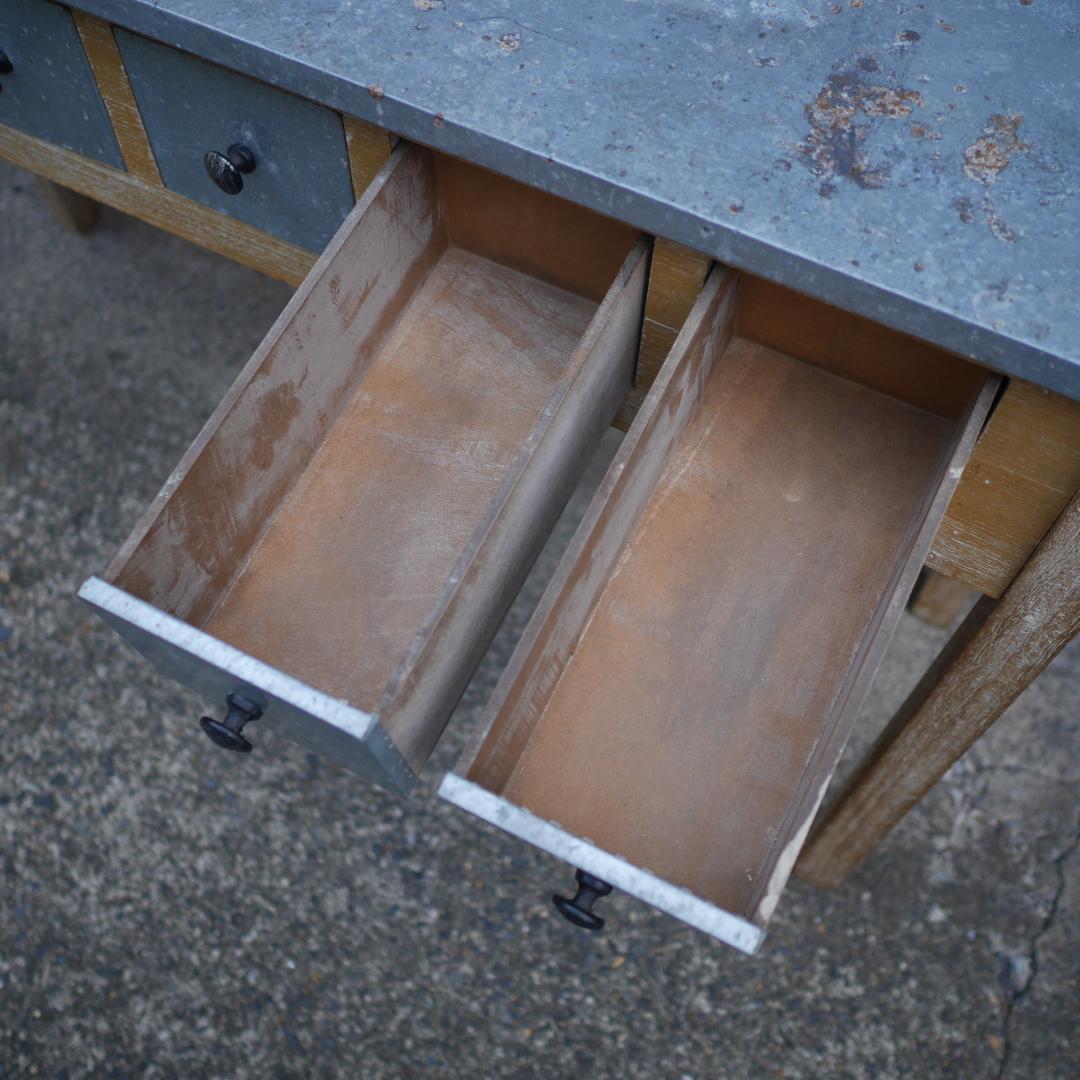 コンソールテーブル ワークデスク 作業台 古道具 ガレージ ヴィンテージ