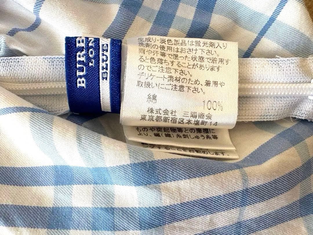 【希少】バーバリーブルーレーベル水色チェック フリルブラウス 38★激レア