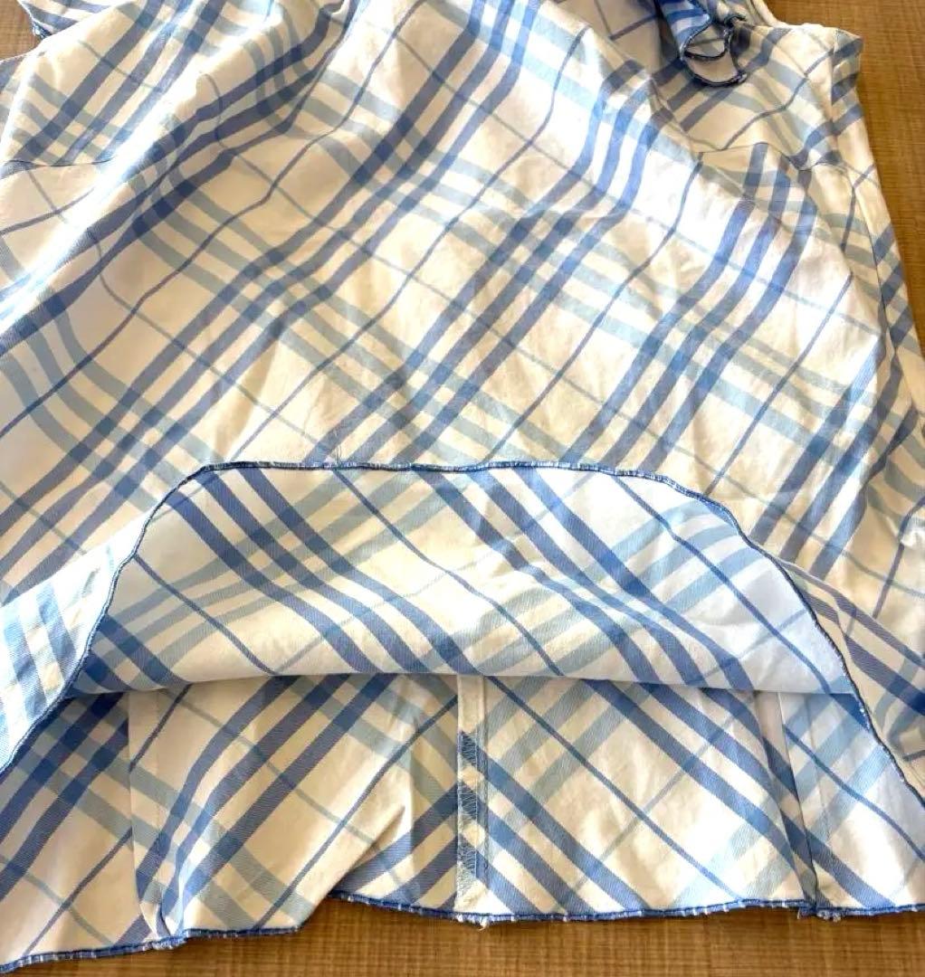 【希少】バーバリーブルーレーベル水色チェック フリルブラウス 38★激レア