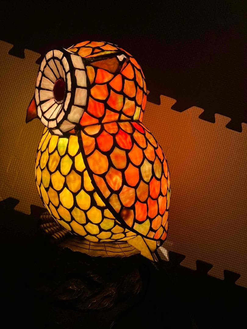 フクロウ　ステンドグラス　ランプ　ナイトランプ