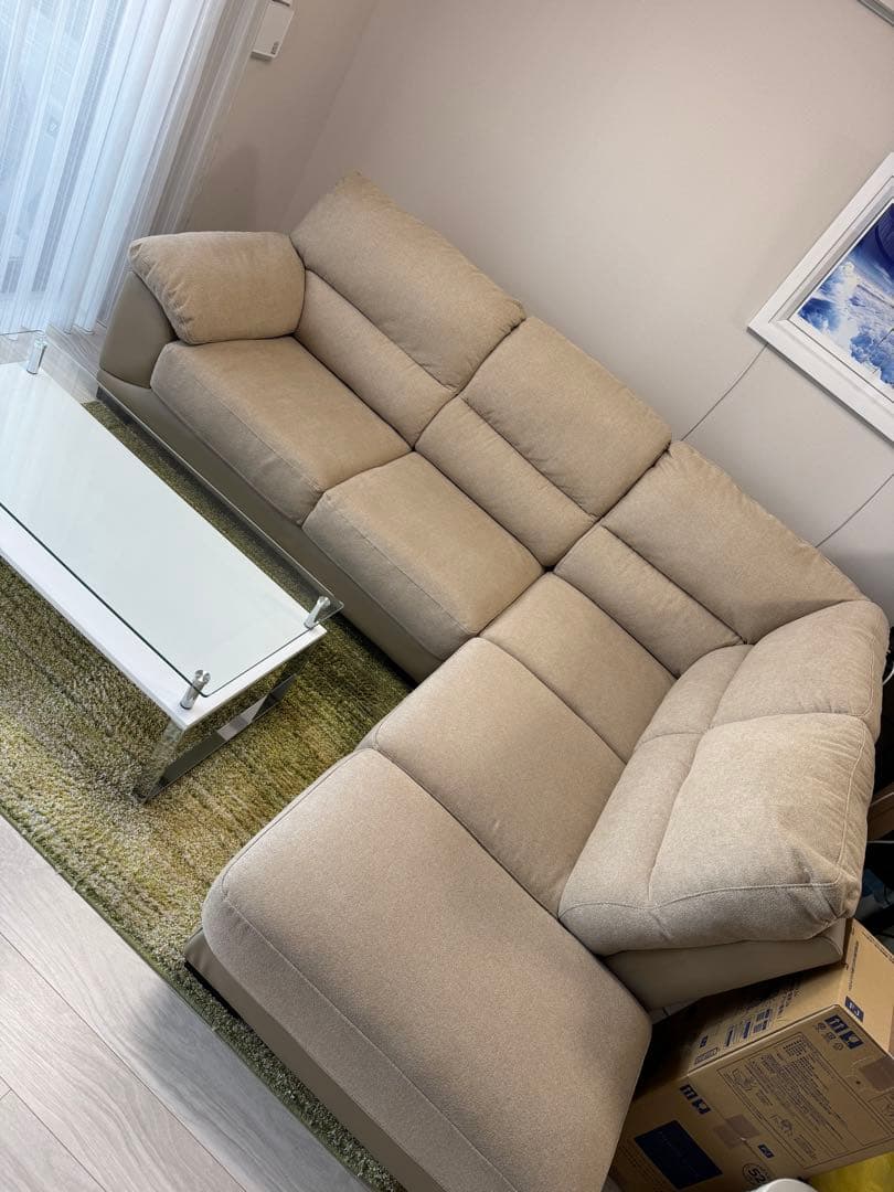 【美品】ニトリ　カウチソファ　ウォール3KD ベージュ