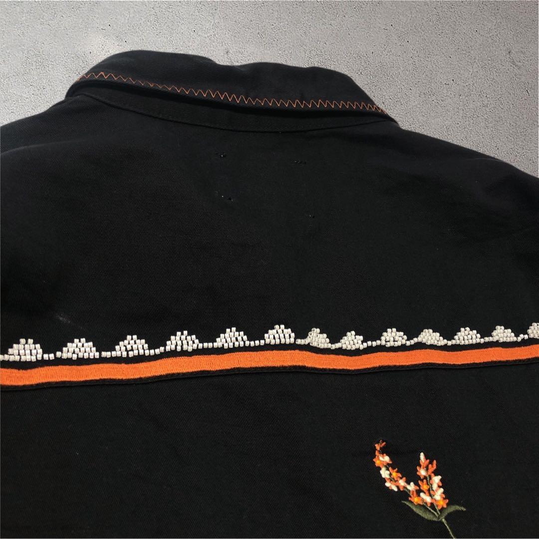 【極美品】AMERI SMALL FLOWER OVER SHIRT ブラック