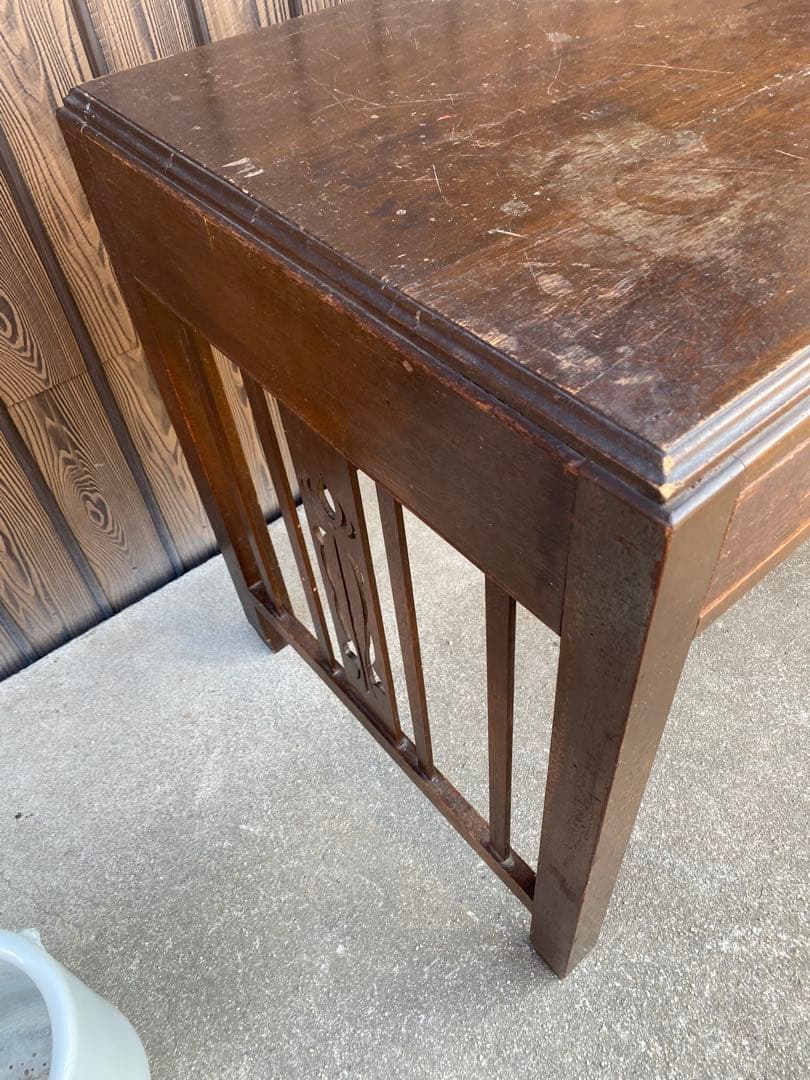 木製デスク　アンティーク　レトロ　古家具　引き出し　テーブル　古道具　平机