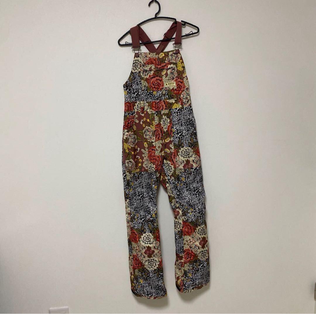 【M】 BURTON バートン レディース スノーボードウエア　ビブパンツ 花柄