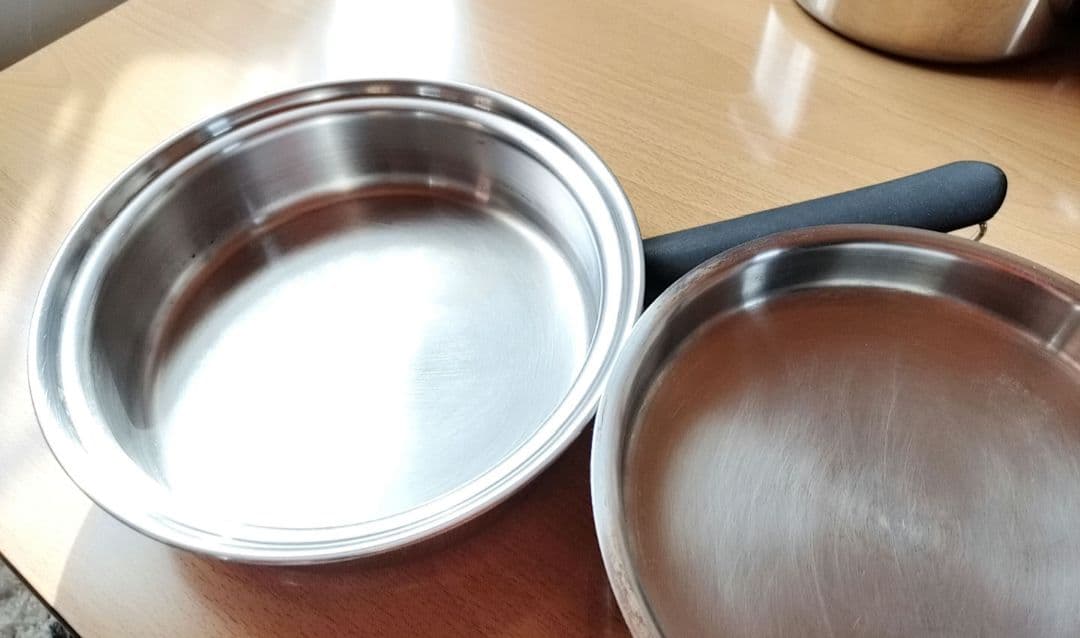 Amwayステンレス鍋・中フライパン大ソースパン中ソースパン3点セット