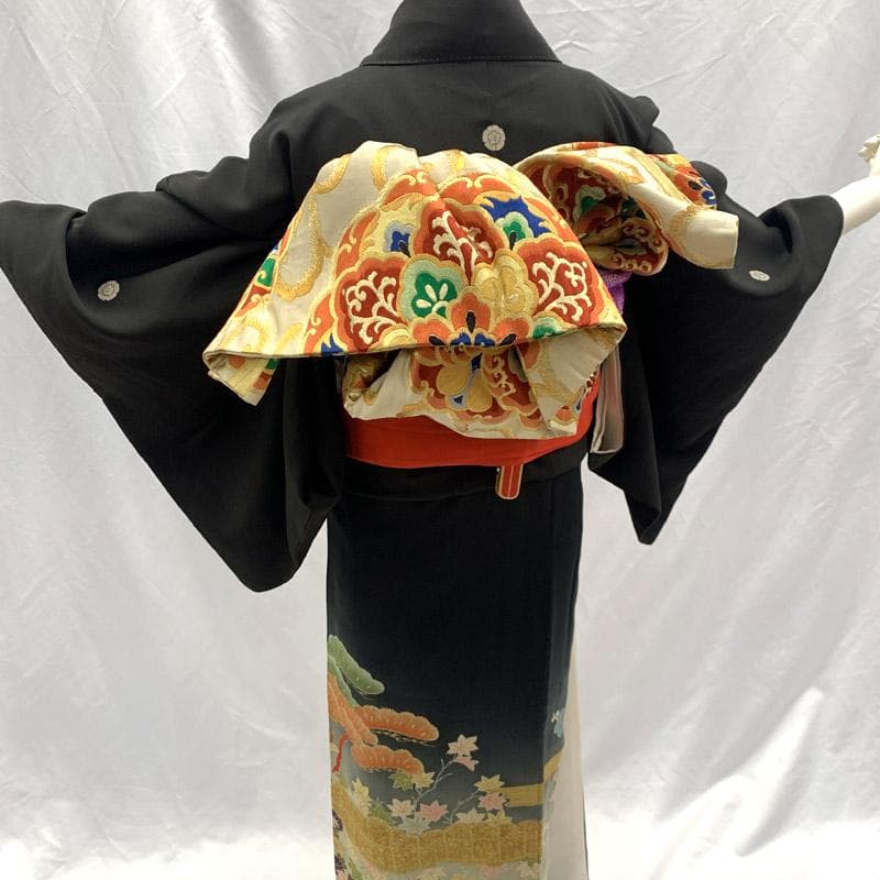 508aj80■アンティーク着物 ジュニアにも 荒波 笠松 五つ紋■良好