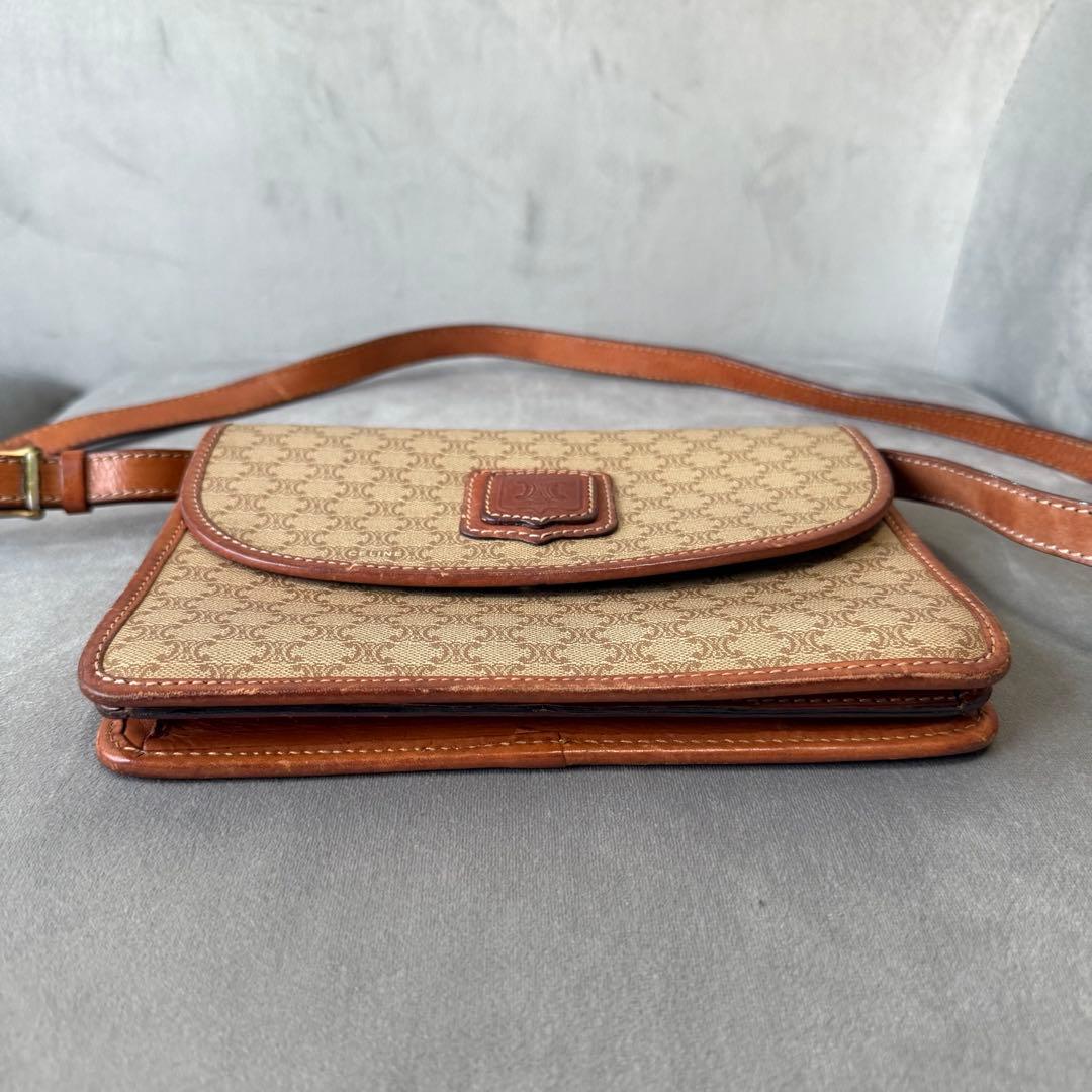 セリーヌ マカダム ショルダーバッグ PVC レザー ポシェット ベージュ