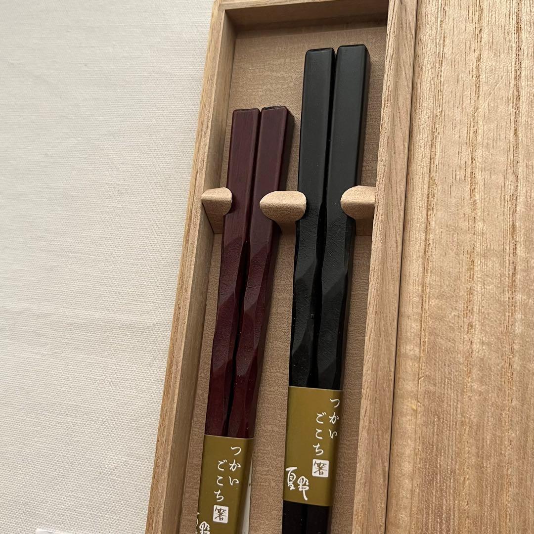 夏野 つかいごこち 箸 夫婦箸 山田政義 縞黒檀 紫檀 銀座夏野 天然木