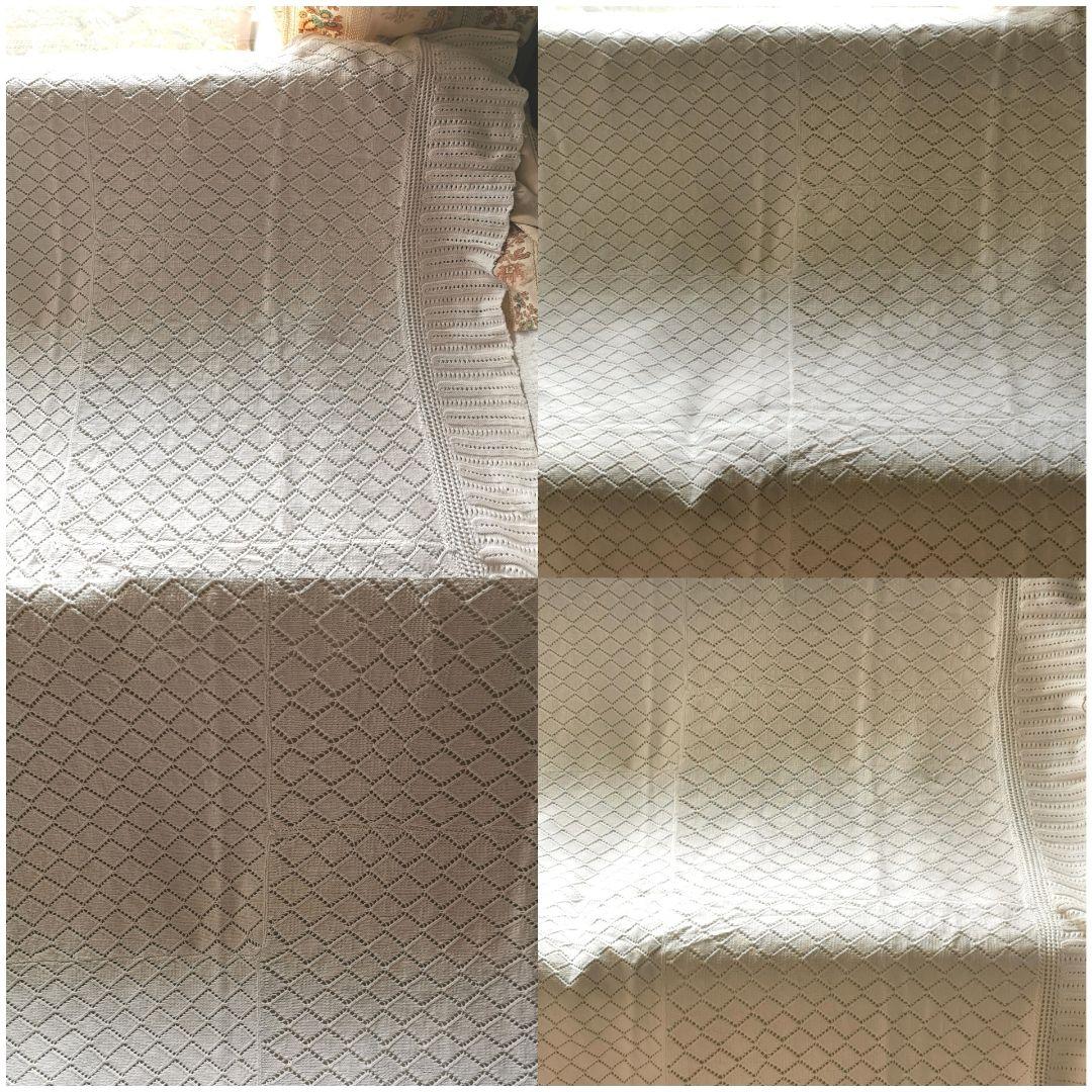 フランスアンティーク クロシェレース編みニットスロウ ブランケット マルチカバー