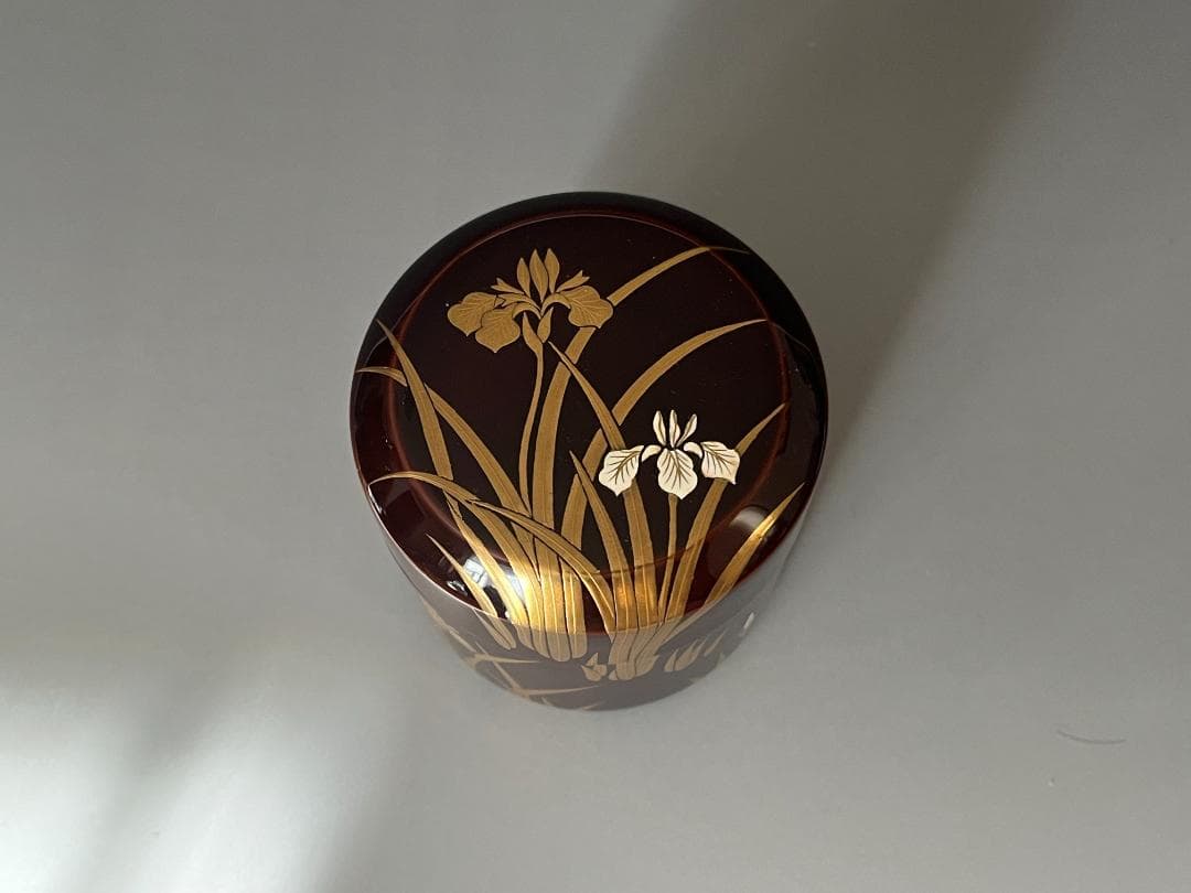 堀内宗完書付　菖蒲蒔絵　雪吹　宗尹作　茶道具　薄茶器　表千家