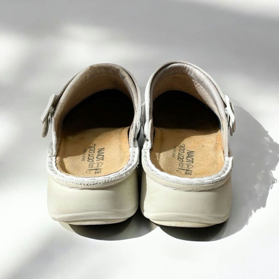 訳アリ NAOT IRIS サボサンダル ホワイト レザー ナオトアイリス 38