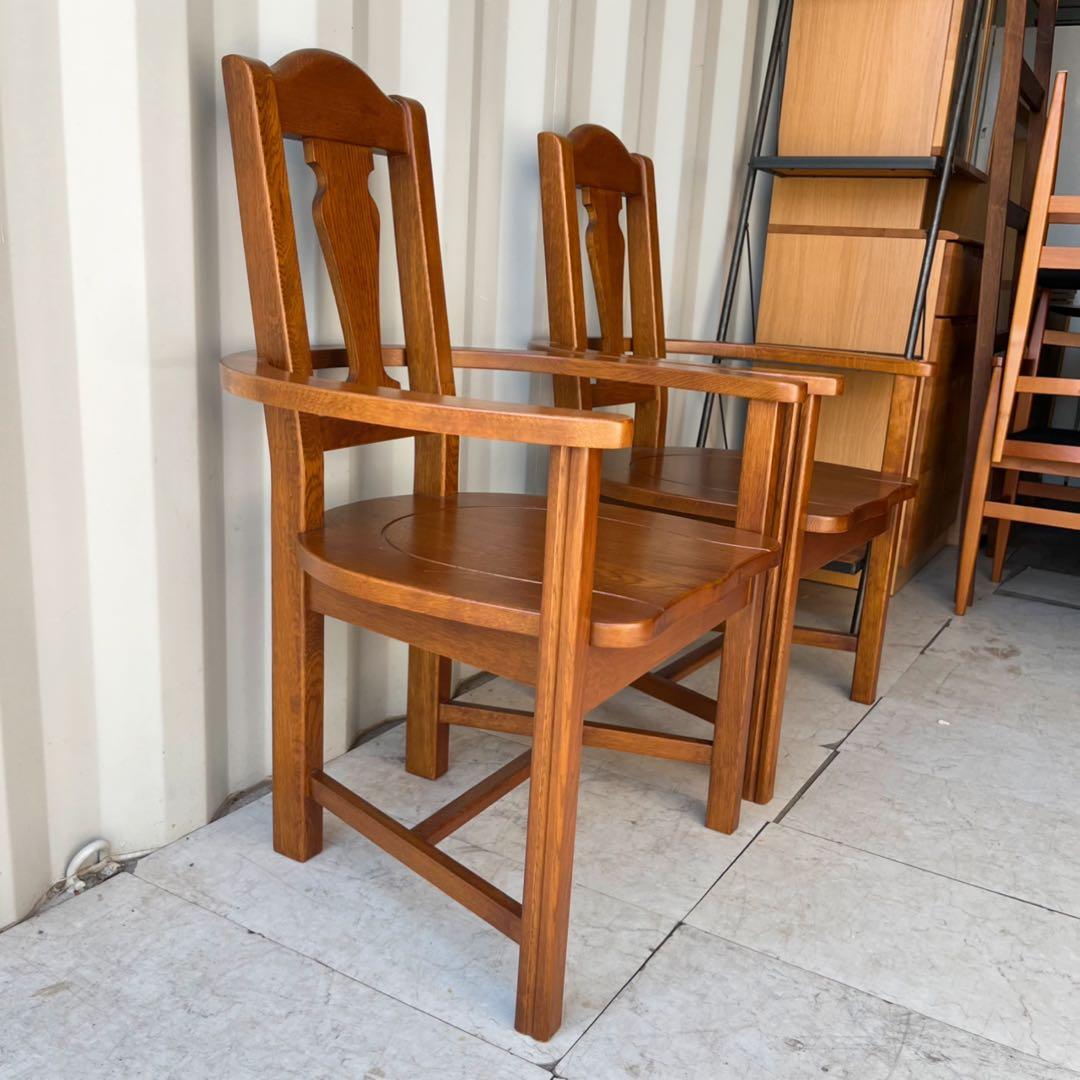 取付無料！Dr.コパ 銀座 風水 馬蹄椅子 天然木ナラ材肘掛け付きチェア2脚✨