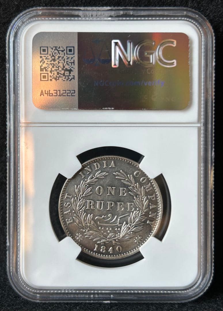 NGC AU D イギリス領インド 1840 1R銀貨 ビクトリア