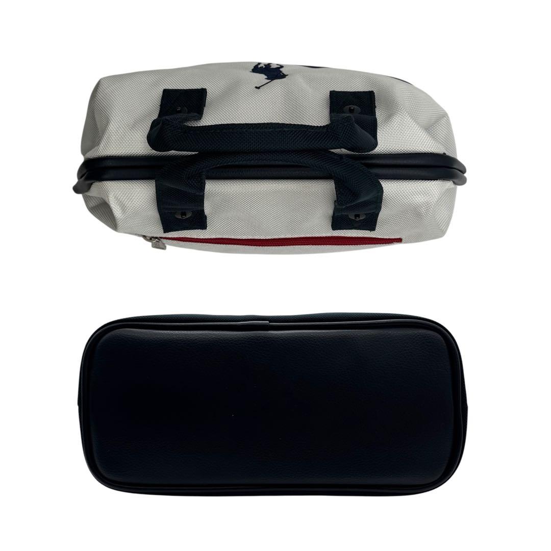 美品 ポロラルフローレン ゴルフ カートバッグ ポーチ ホワイト×ネイビー