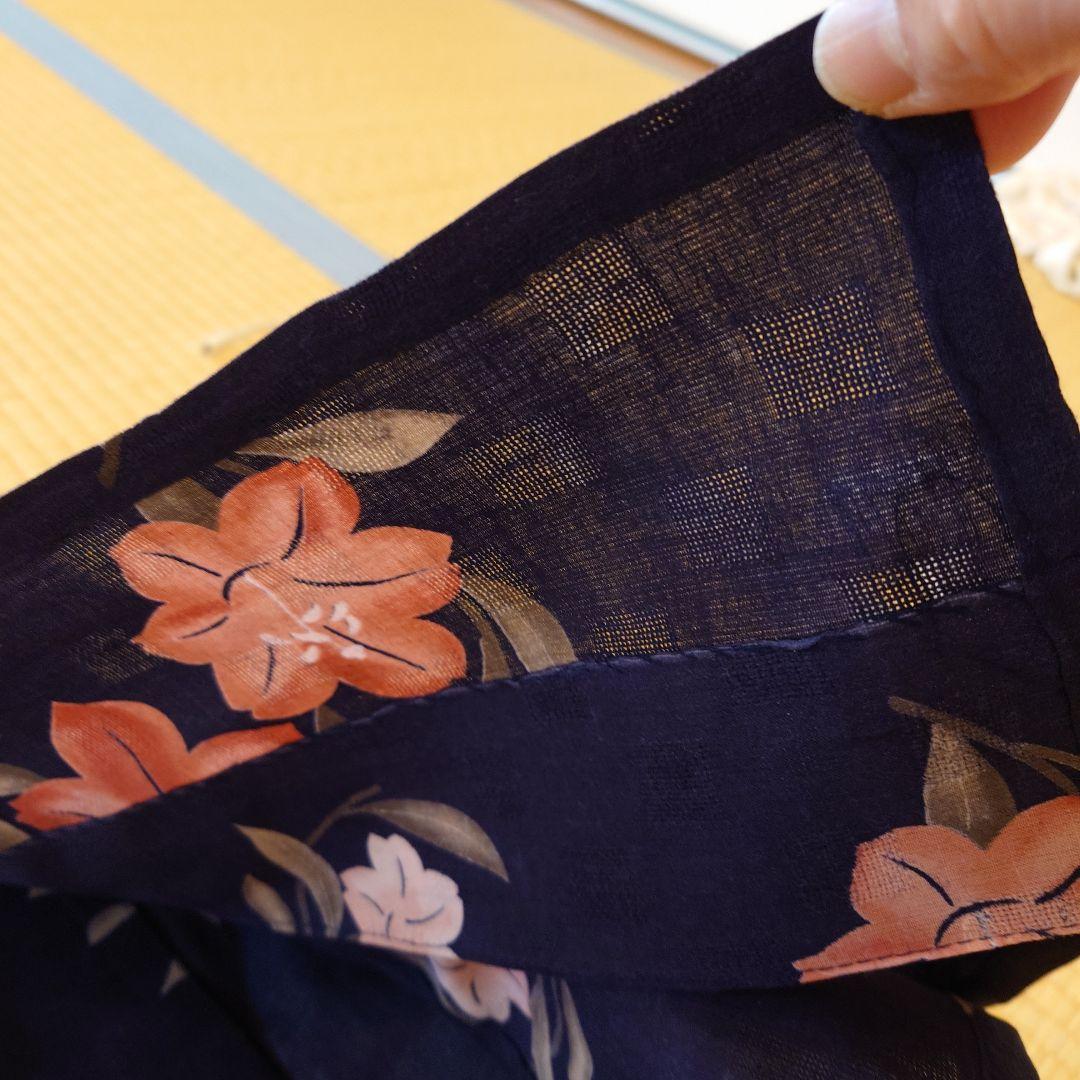 【lalala】【夢工房】浴衣・帯セット 紺色 撫子柄 下駄付き