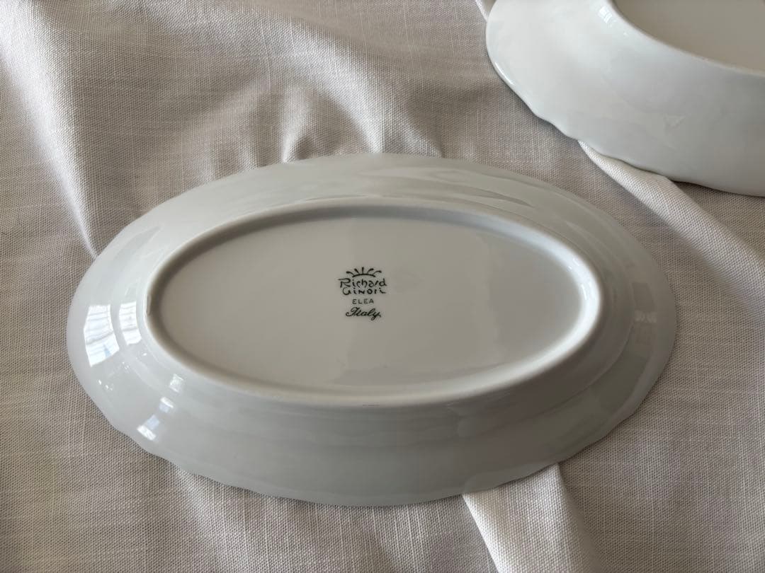 【美品】リチャードジノリ　ベッキオホワイト　ピクルス　オーバル　２枚まとめて