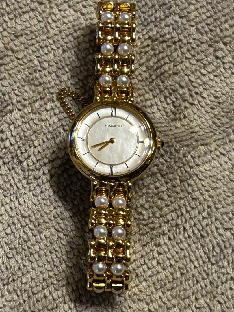【美品 希少】MIKIMOTO パール シェル 真珠 ゴールド パールウォッチ