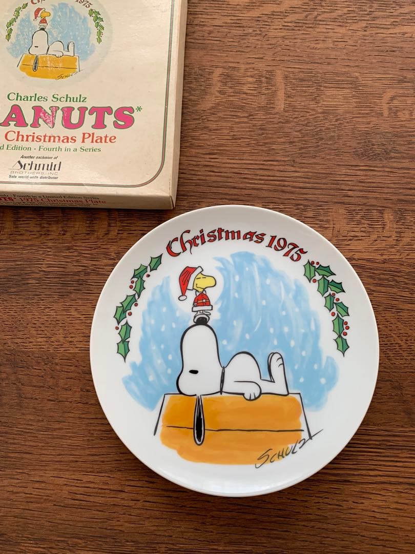 【ヴィンテージ】1975年スヌーピー クリスマスプレート 限定版　箱あり