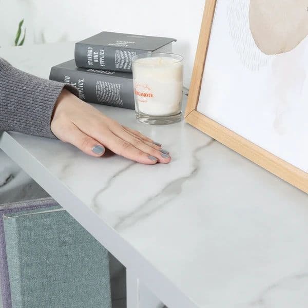 オープンシェルフ５段幅広　大理石柄　幅120ｃｍ×高さ143.5ｃｍ