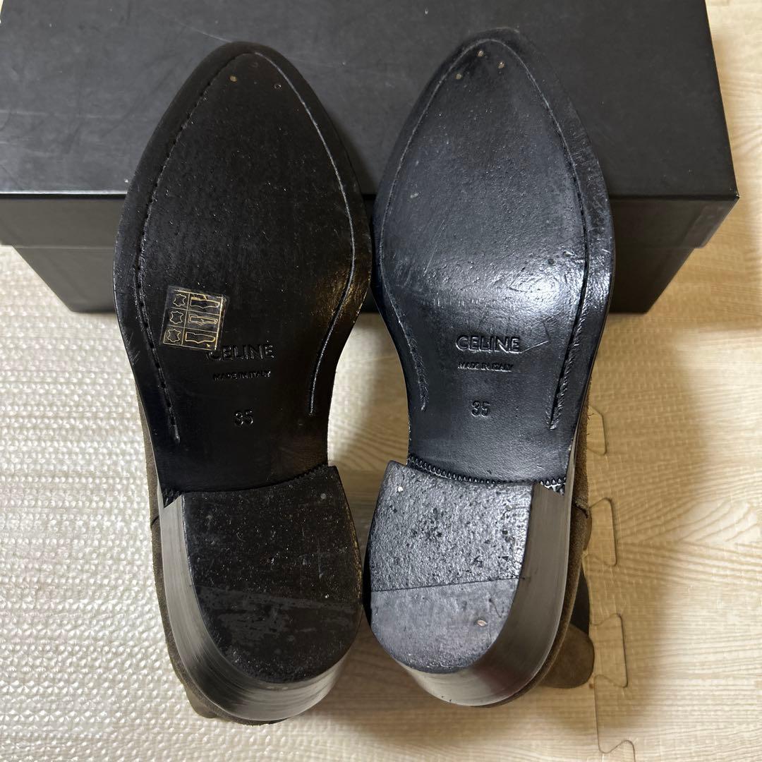 CELINE サイドゴアスエードブーツ　35 ブラウン　チェルシーブーツ