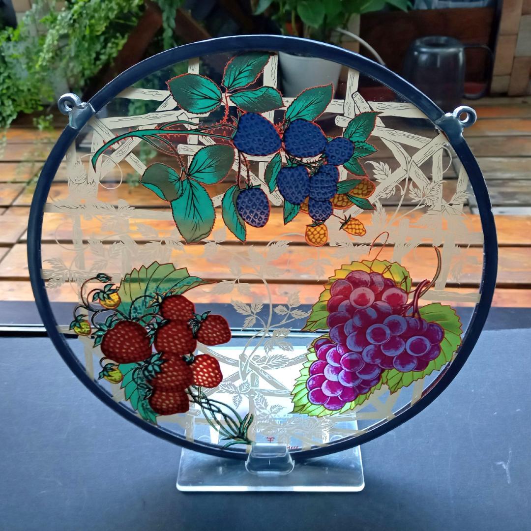 大判アメリカ ステンドグラス Berries＆Grapes グラスマスターズ社c