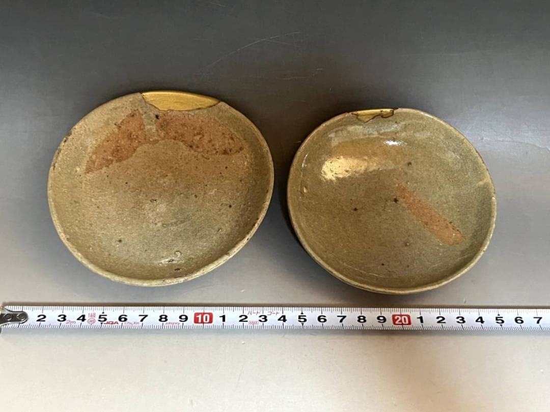 皿■古唐津小皿 2枚（江戸初期）平盃 伝世品 コレクター放出品 時代物 骨董品■