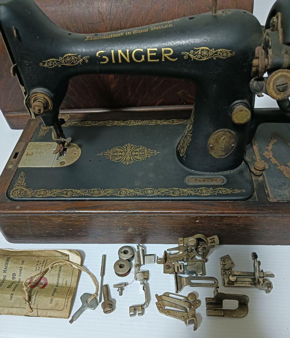 m*k様 アンティーク　SINGER 　手回しミシン　 　木製ケース付き