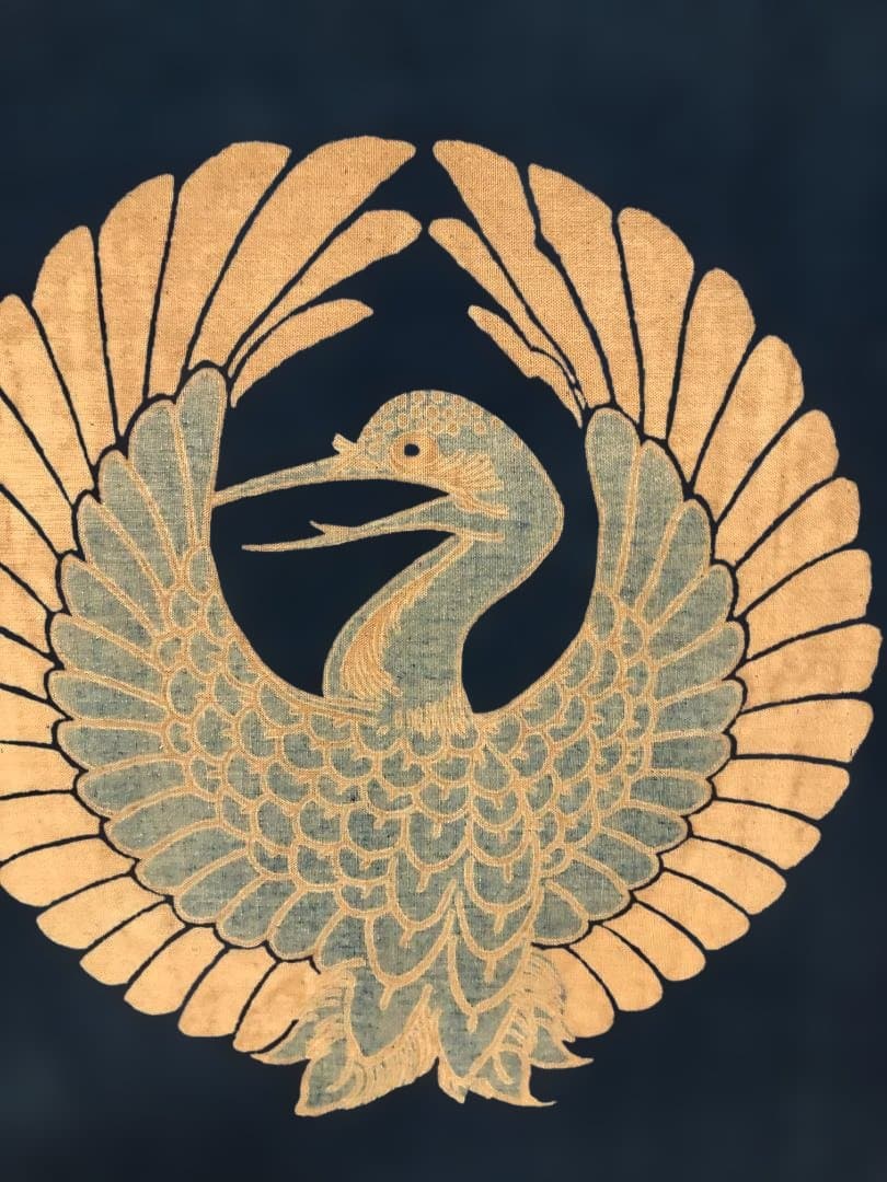 鶴丸 吉兆鶴丸系文様 家紋風 布製 工芸 額装 和風 和モダン 260207-2