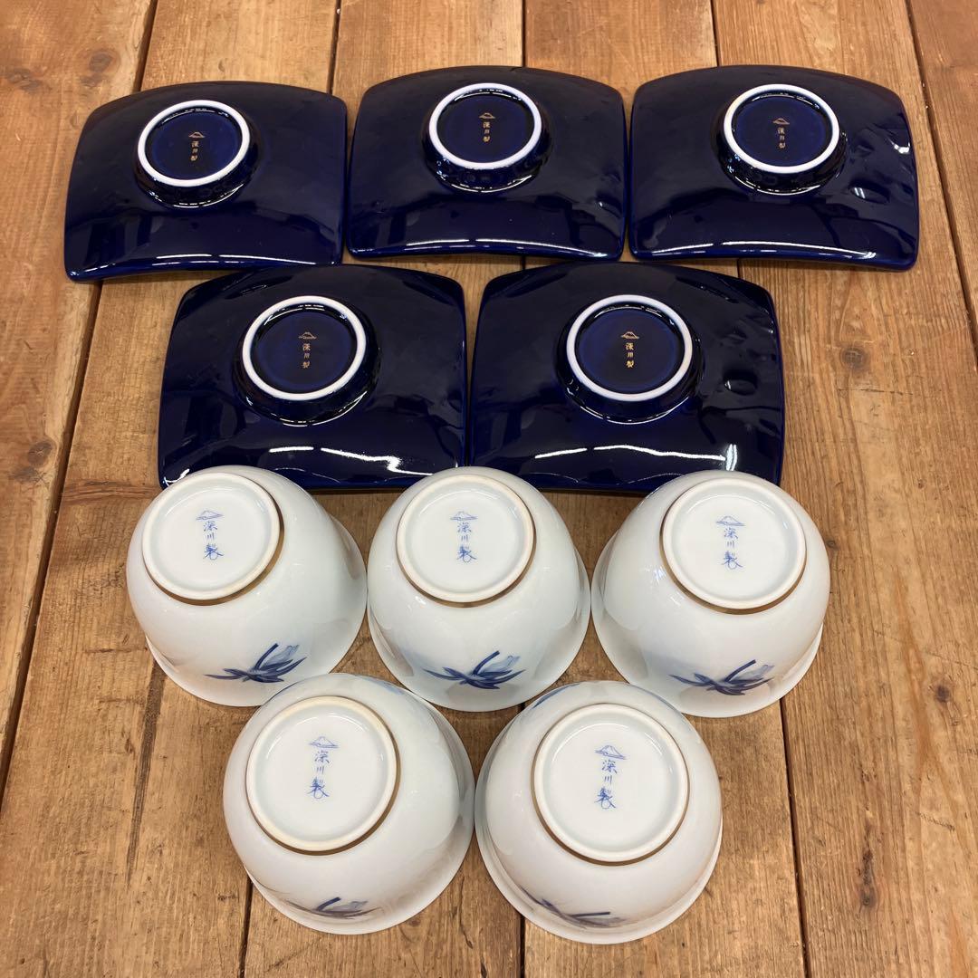 深川製磁 オリエンタルブルー 陶器製 銘々皿 茶道具セット 湯飲み 急須 大皿
