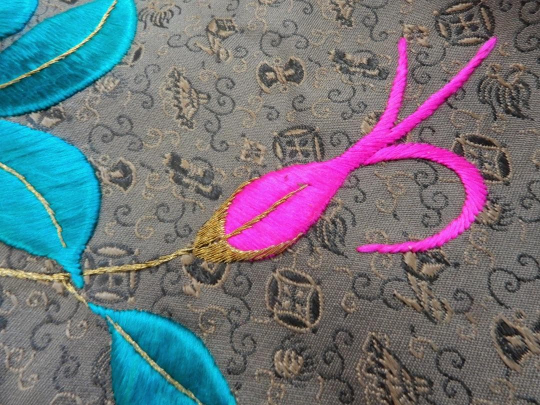 さ*ら様 正絹・アンティーク刺繡名古屋帯・バラの花・大正浪漫・薔薇