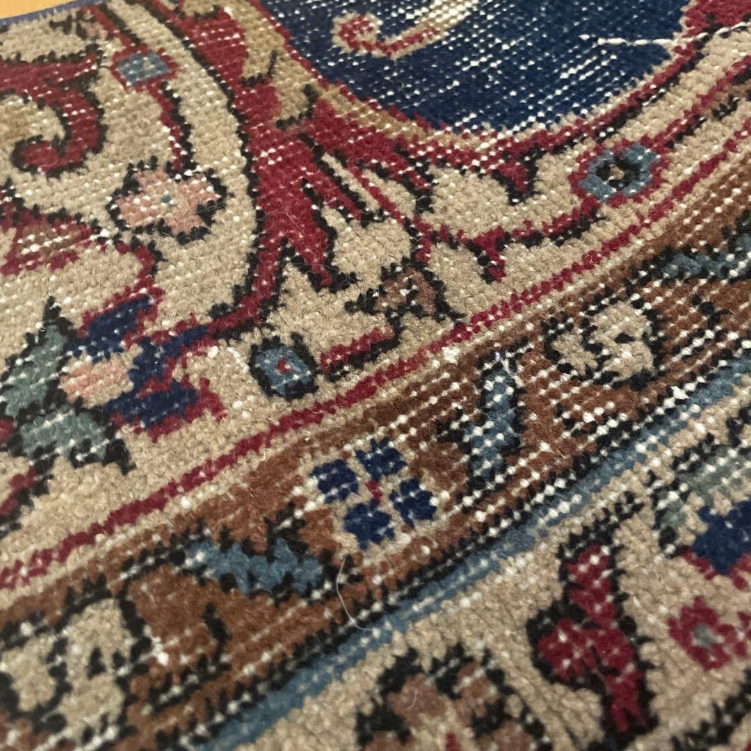 50×150 ロングランナーラグ　ネイビー×レッド　トルコヴィンテージラグ