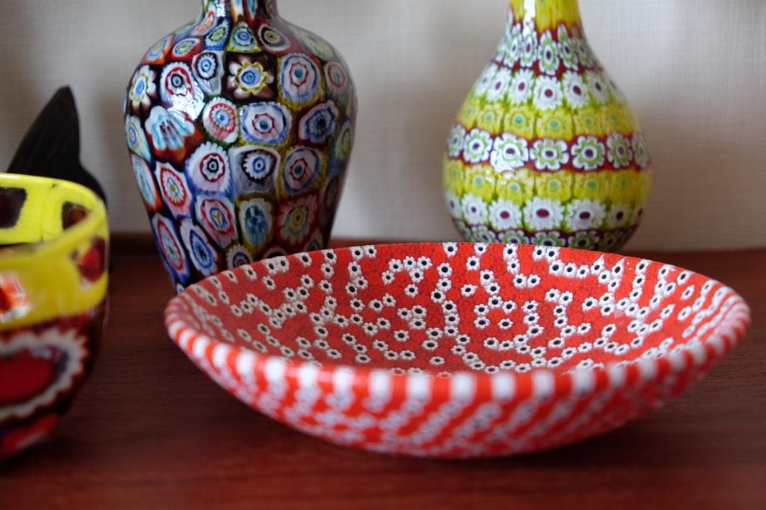 ベネチアンガラス ミルフィオリ プレート ムリーニ 江波冨士子/舩木倭帆/グラス