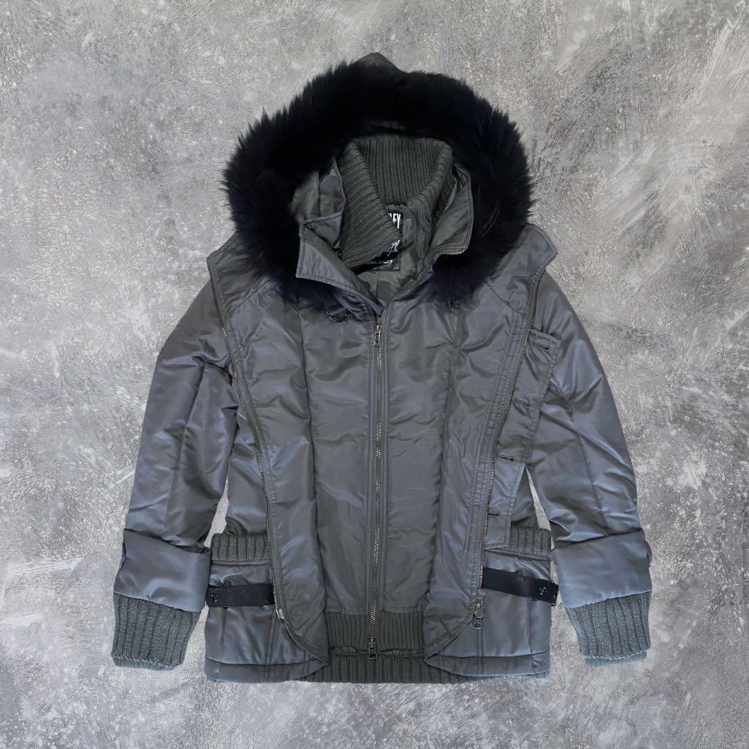 00s モッズコート リアルファー 光沢 平成 ギャル y2k グランジ