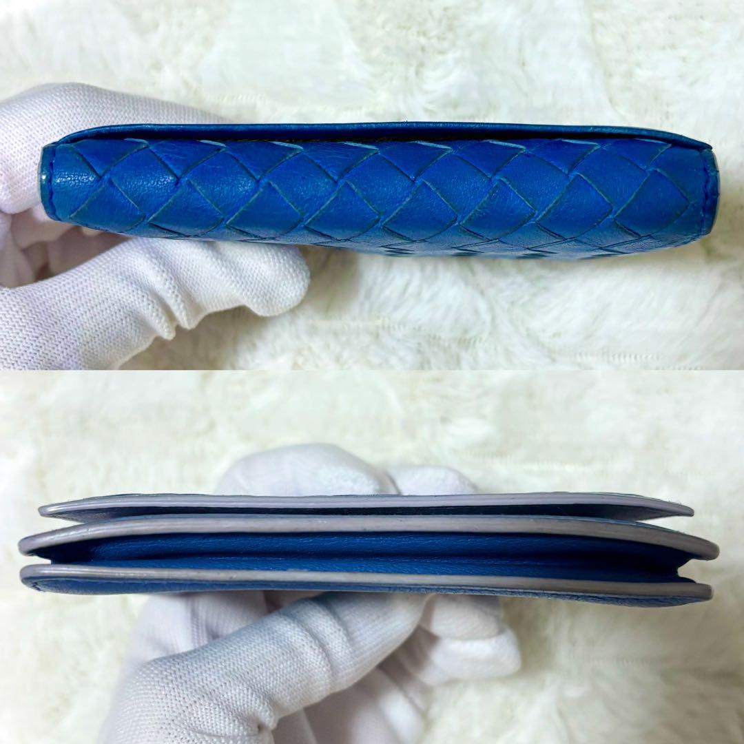 【レア✨】BOTTEGA VENETA イントレチャート 名刺入れ ブルー 青