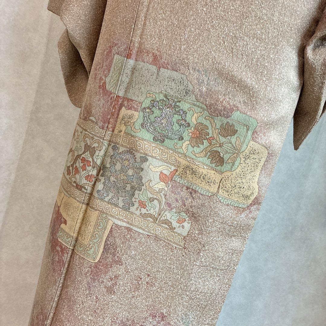 〈長襦袢➕〉訪問着　フルセット　着物　正絹　卒業式　オリエンタル　唐草　J10