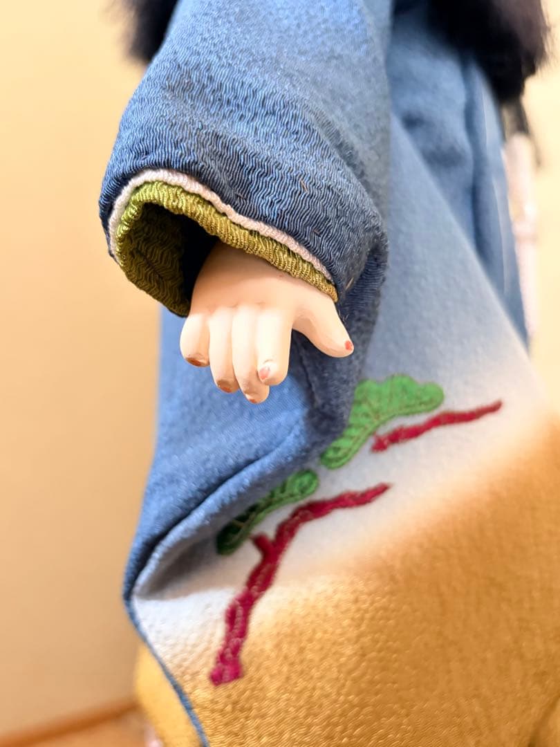 【高級　極美品】市松人形 玉秀作 ペア 男の子 女の子 ガラスケース有　台座付き