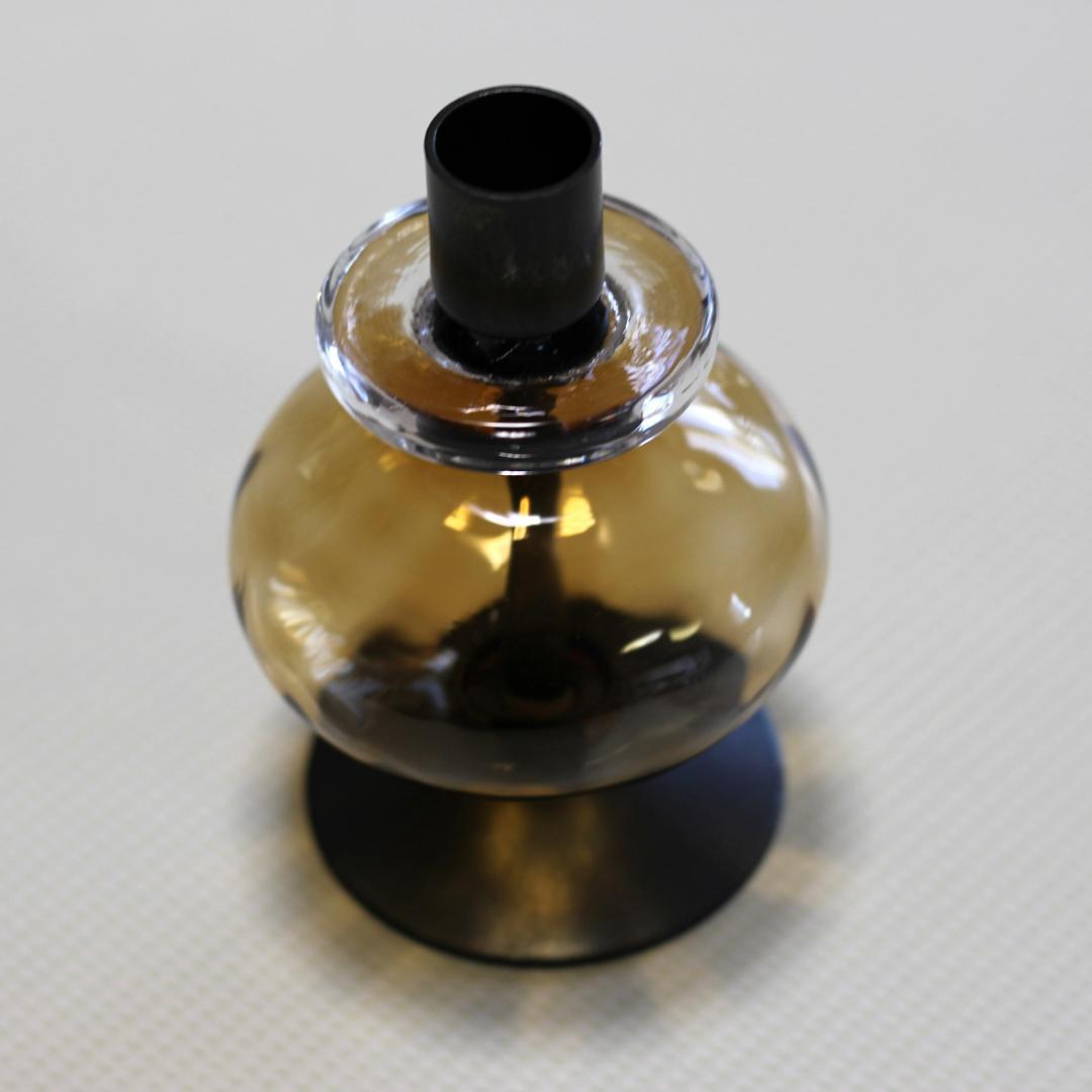 【美品】エリックホグラン　キャンドルスタンド オニオン型　アンバー 02