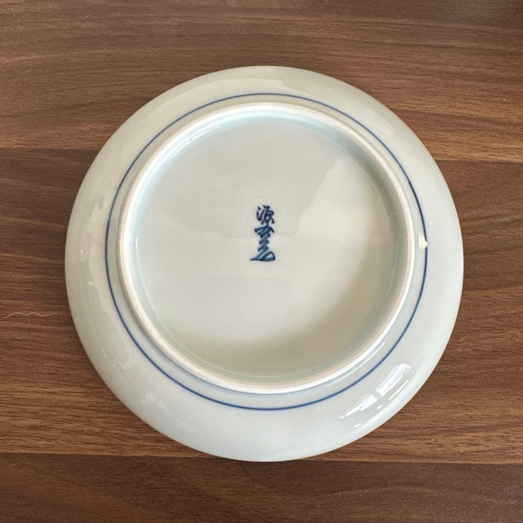 源右衛門　染錦笹絵　銘々皿五枚揃