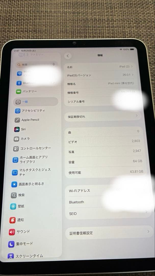 Apple iPad mini6 64GB スターライト wi-fi＋おまけ2点