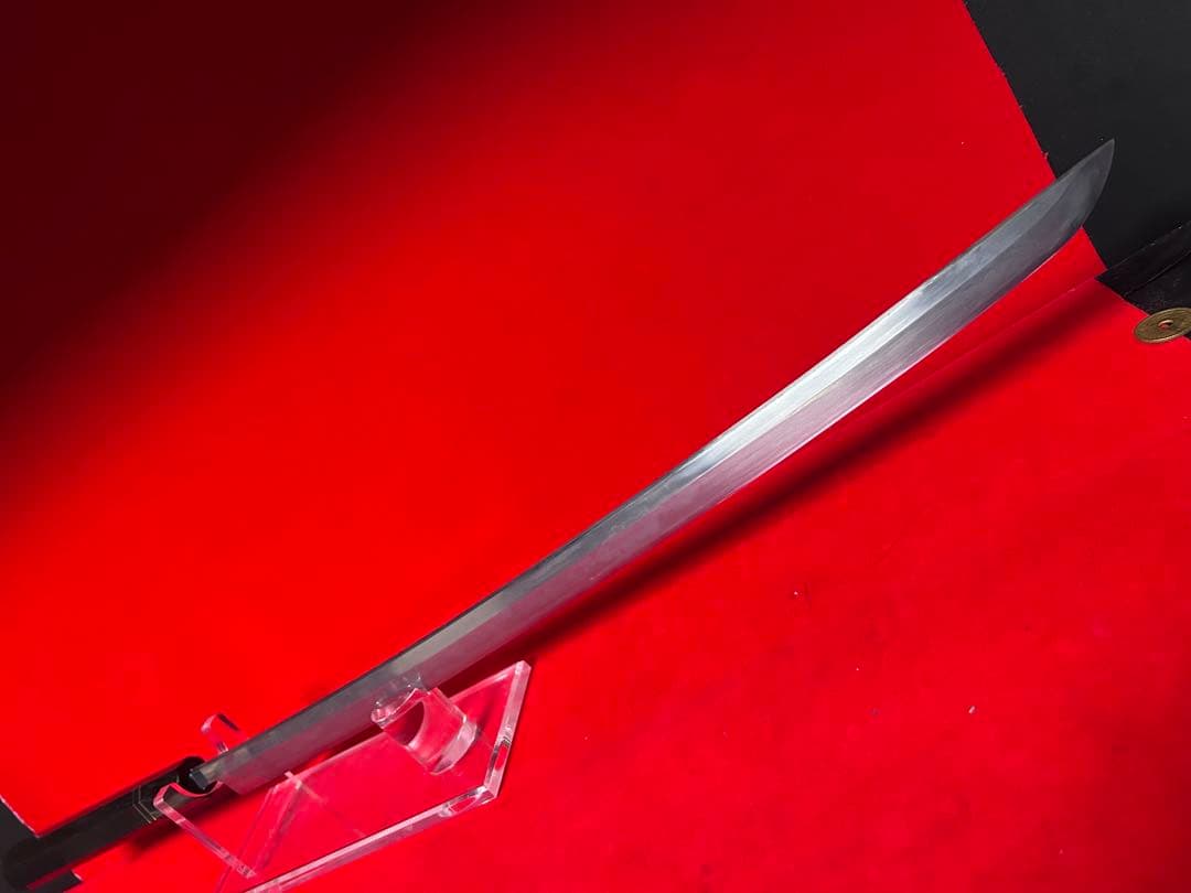 01554 包丁　先丸型　マグロ包丁　玉鋼　墨流し　地肌有り　両刃　未使用品