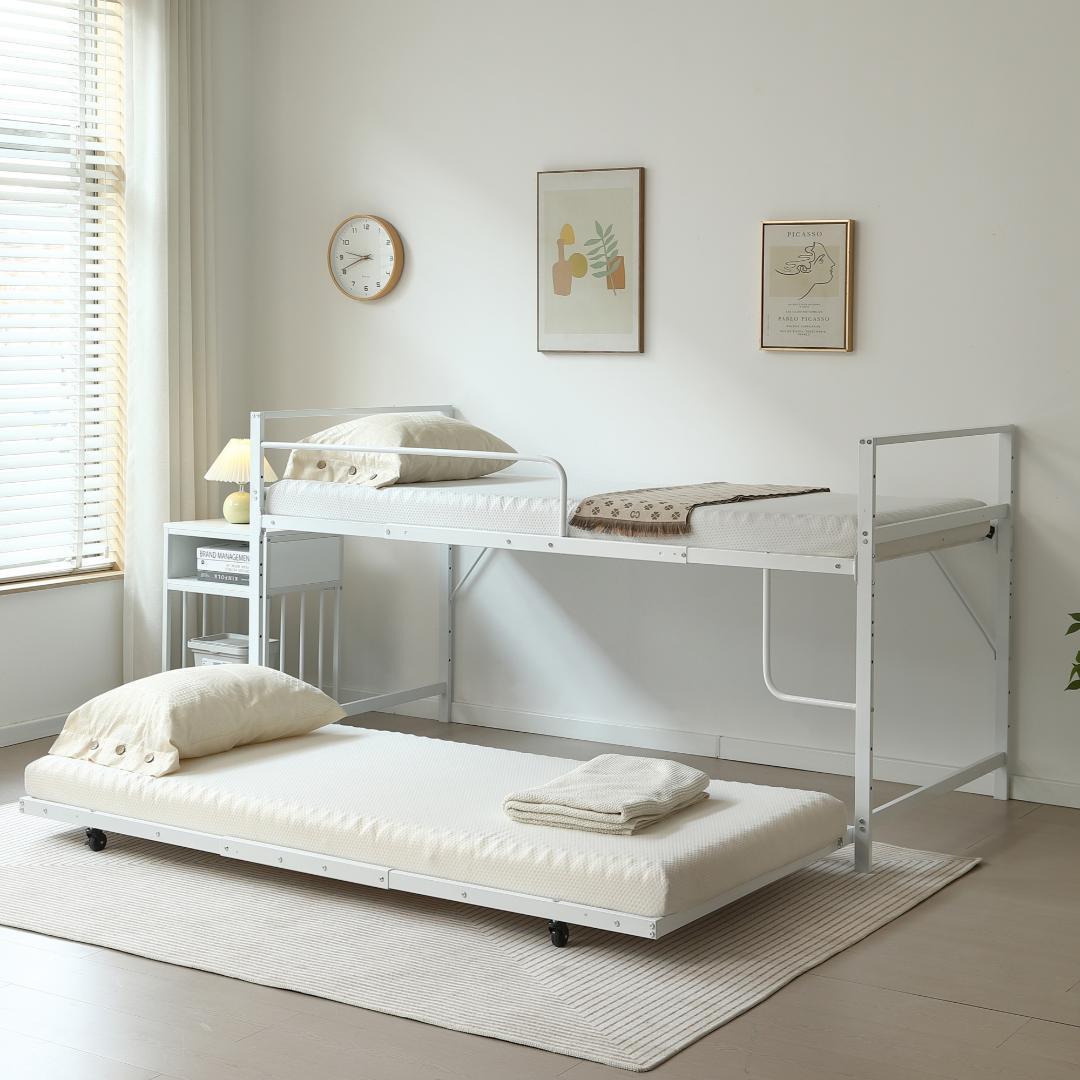 【高さ110cm】ロフトベッド 親子ベッド パイプベッド キャスター付 収納