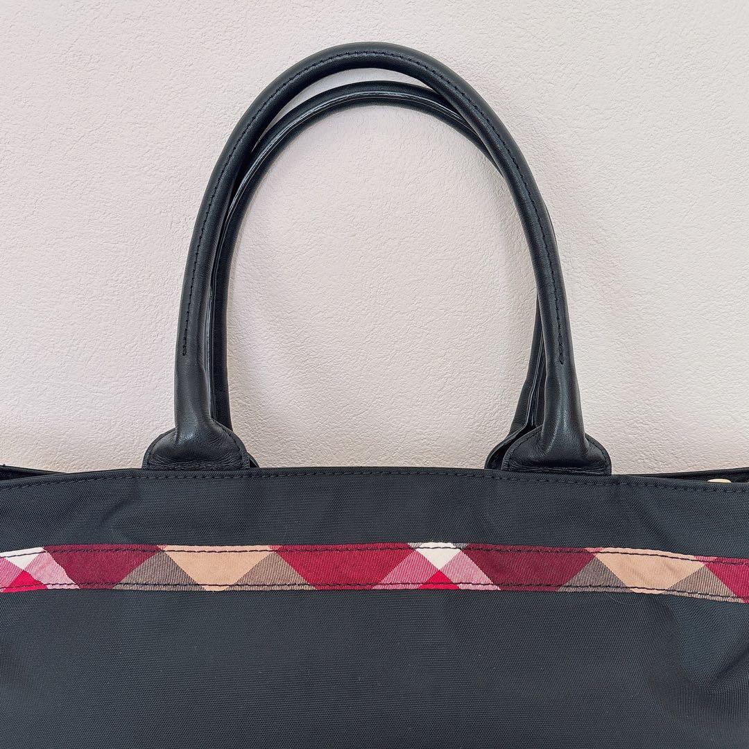 【超美品】♡ブルーレーベルクレストブリッジ♡リボンチェックトートバッグ☆