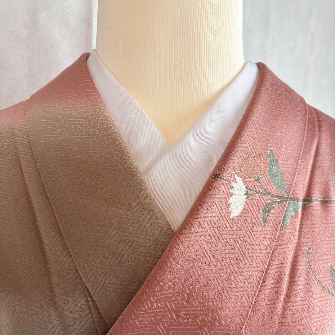 訪問着　フルセット　着物　トールサイズ　正絹　くすみ優花　綸子　J5