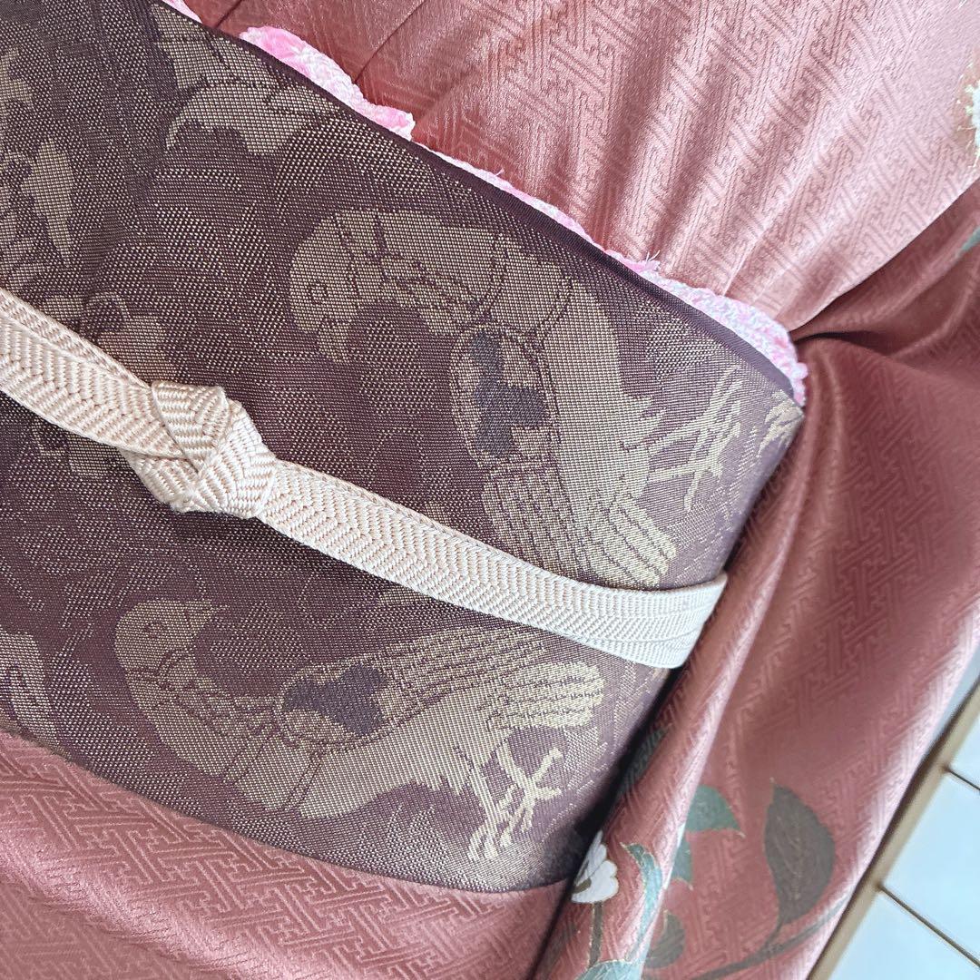 訪問着　フルセット　着物　トールサイズ　正絹　くすみ優花　綸子　J5