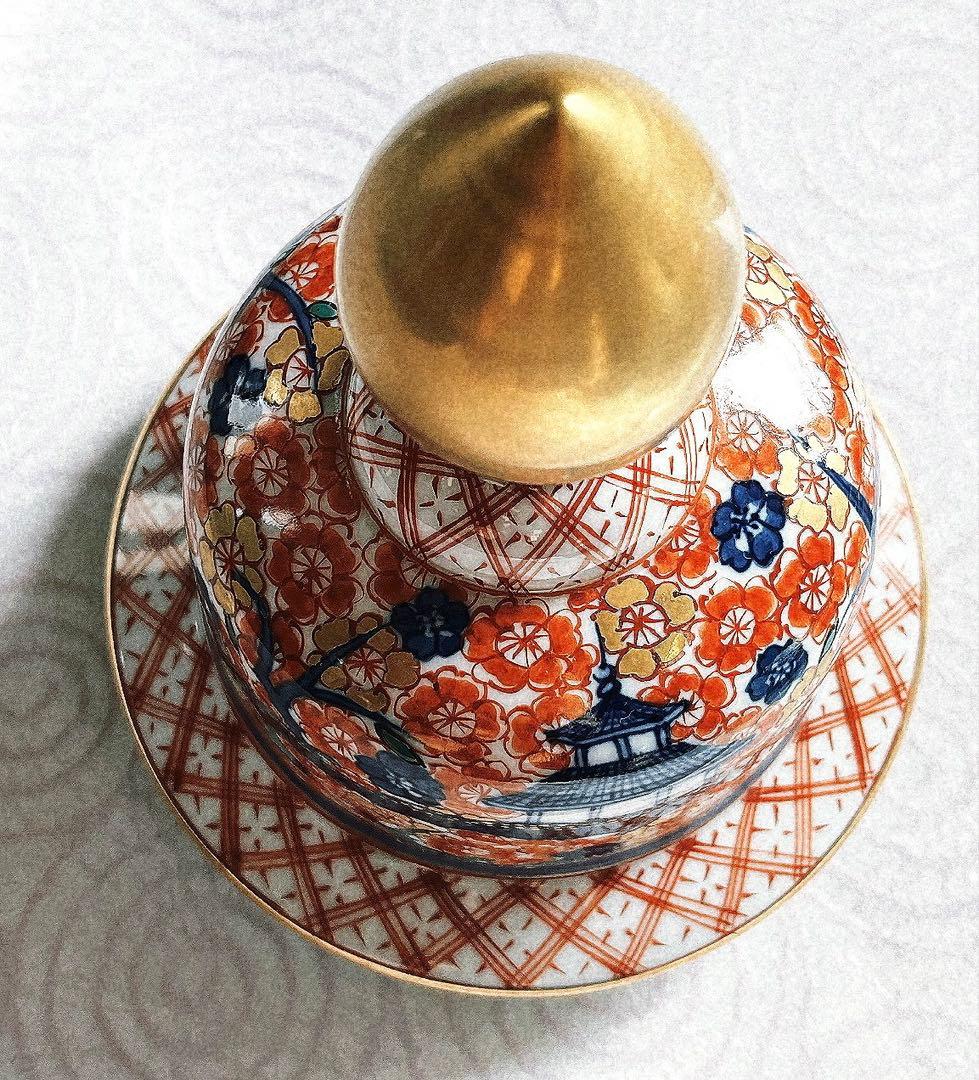 『有田焼』伝統工芸・総手描き古伊万里様式金欄手壺・陶芸作家 藤井錦彩 作