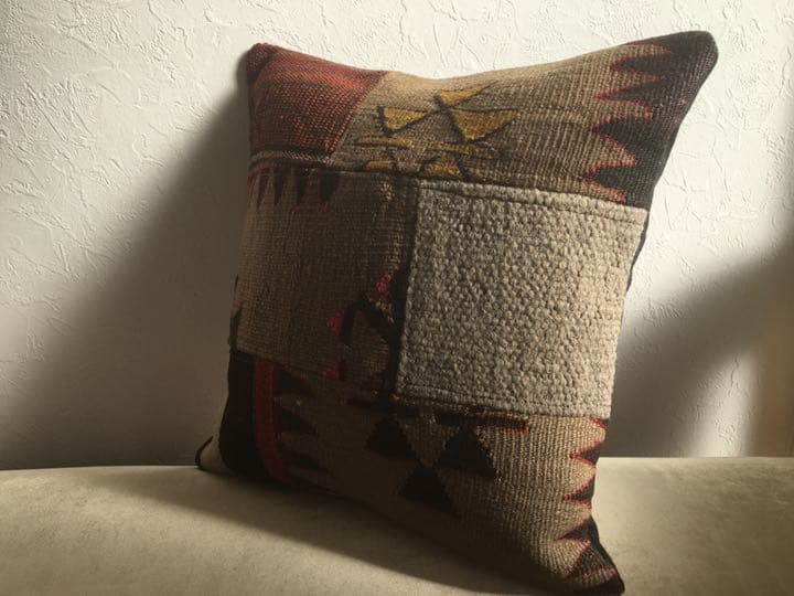 ビンテージラグ　トルコラグ　オールドキリム　クッションカバー　パッチワーク♯13