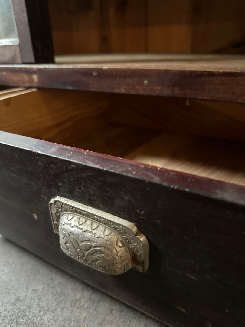 木製ガラス棚　食器棚　古道具　アンティーク