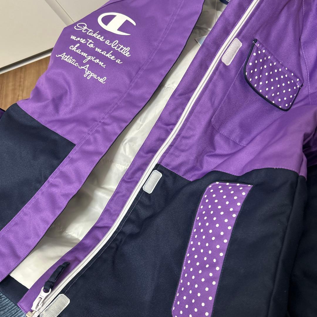 新品　チャンピオン　スキーウェア　スノボウェア　紫　パープル　上下　150cm