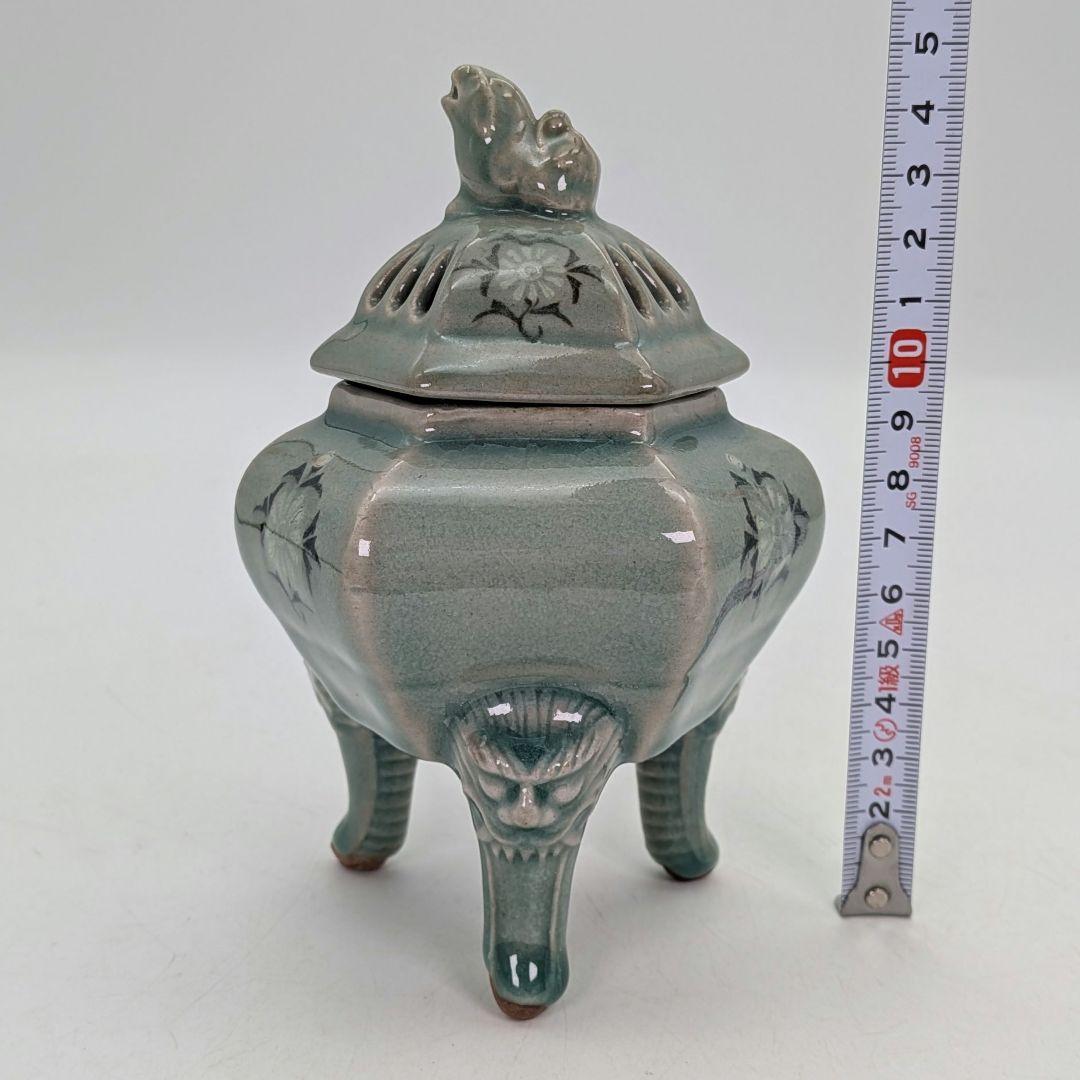 韓国人間国宝 申相浩 獅子摘青磁香炉 高麗青磁 韓国陶磁 香爐 香道具 茶道具